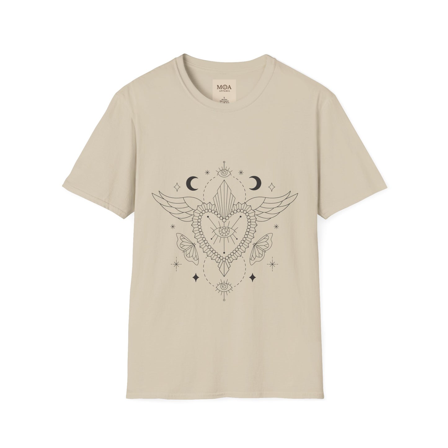 Bohemian Wings - Ethereal Feather Heart Shirt - Boho Bird Graphic Tee - Unisex Cotton T-Shirt
