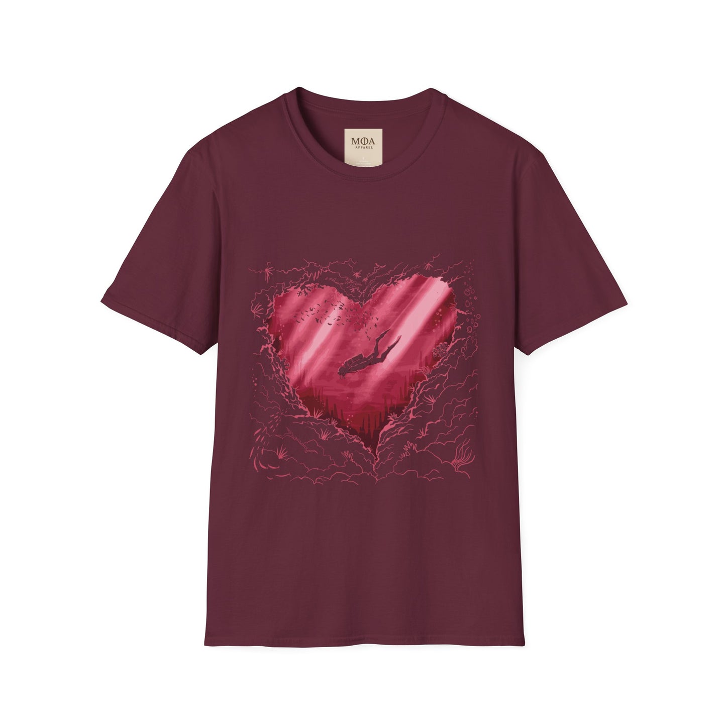 Subtide Love - Dive for Heart Shirt - Ocean Graphic Tee - Unisex Cotton T-Shirt