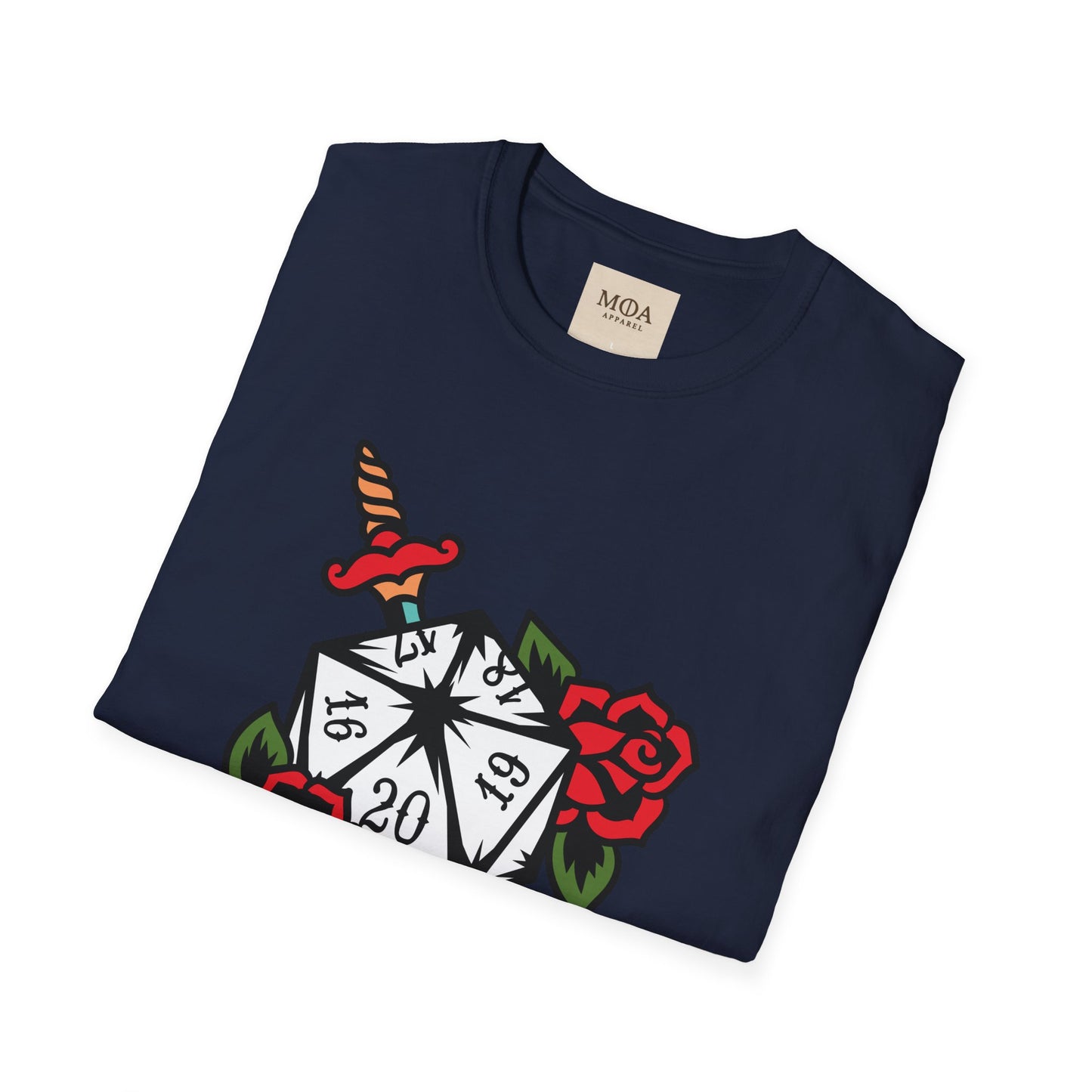 Rose Dagger & Die - Table Gaming Shirt - Streetwear Dice Graphic Tee - Unisex Cotton T-Shirt
