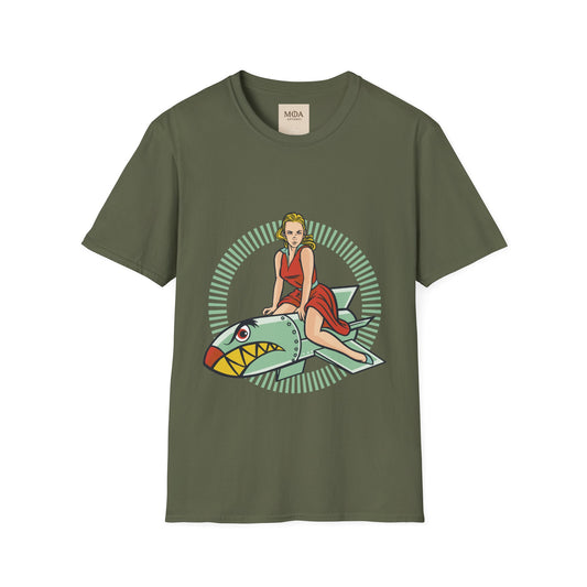 Flying Mascot - Aircraft Mascot Shirt - Vintage Aviation Graphic Tee - Unisex Cotton T-Shirt