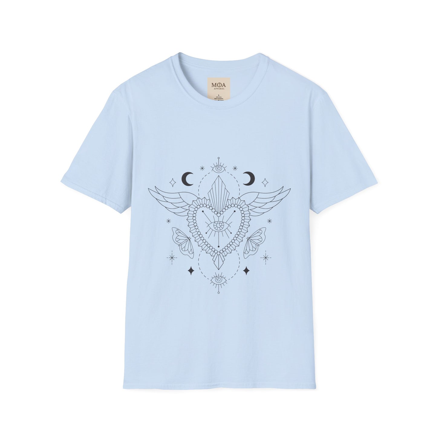 Bohemian Wings - Ethereal Feather Heart Shirt - Boho Bird Graphic Tee - Unisex Cotton T-Shirt