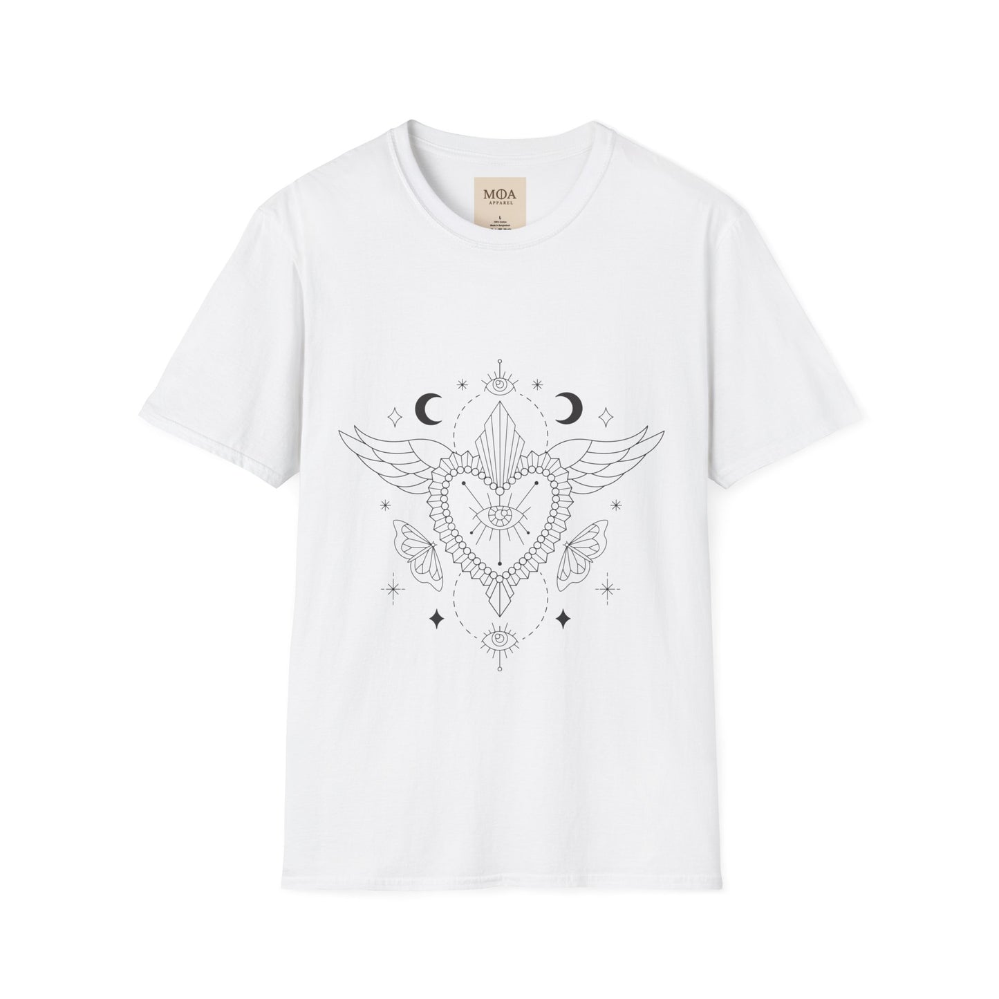 Bohemian Wings - Ethereal Feather Heart Shirt - Boho Bird Graphic Tee - Unisex Cotton T-Shirt