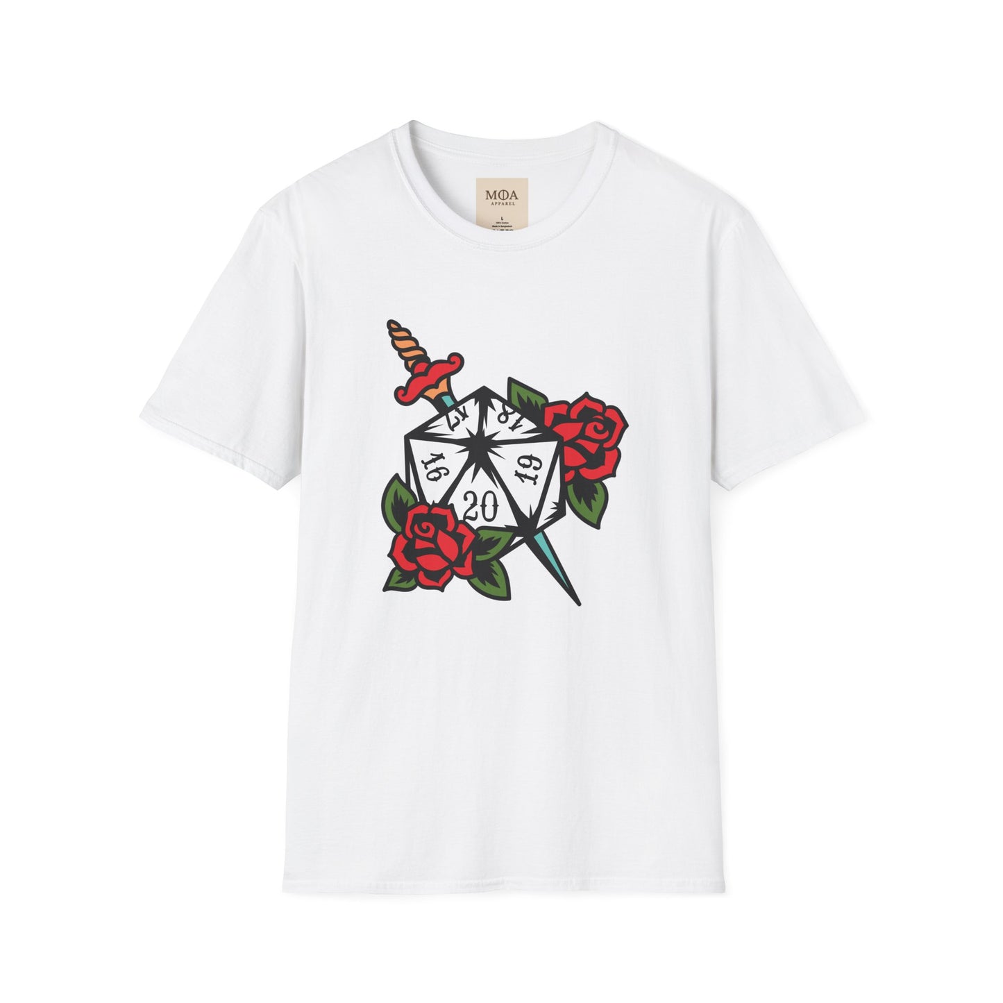 Rose Dagger & Die - Table Gaming Shirt - Streetwear Dice Graphic Tee - Unisex Cotton T-Shirt