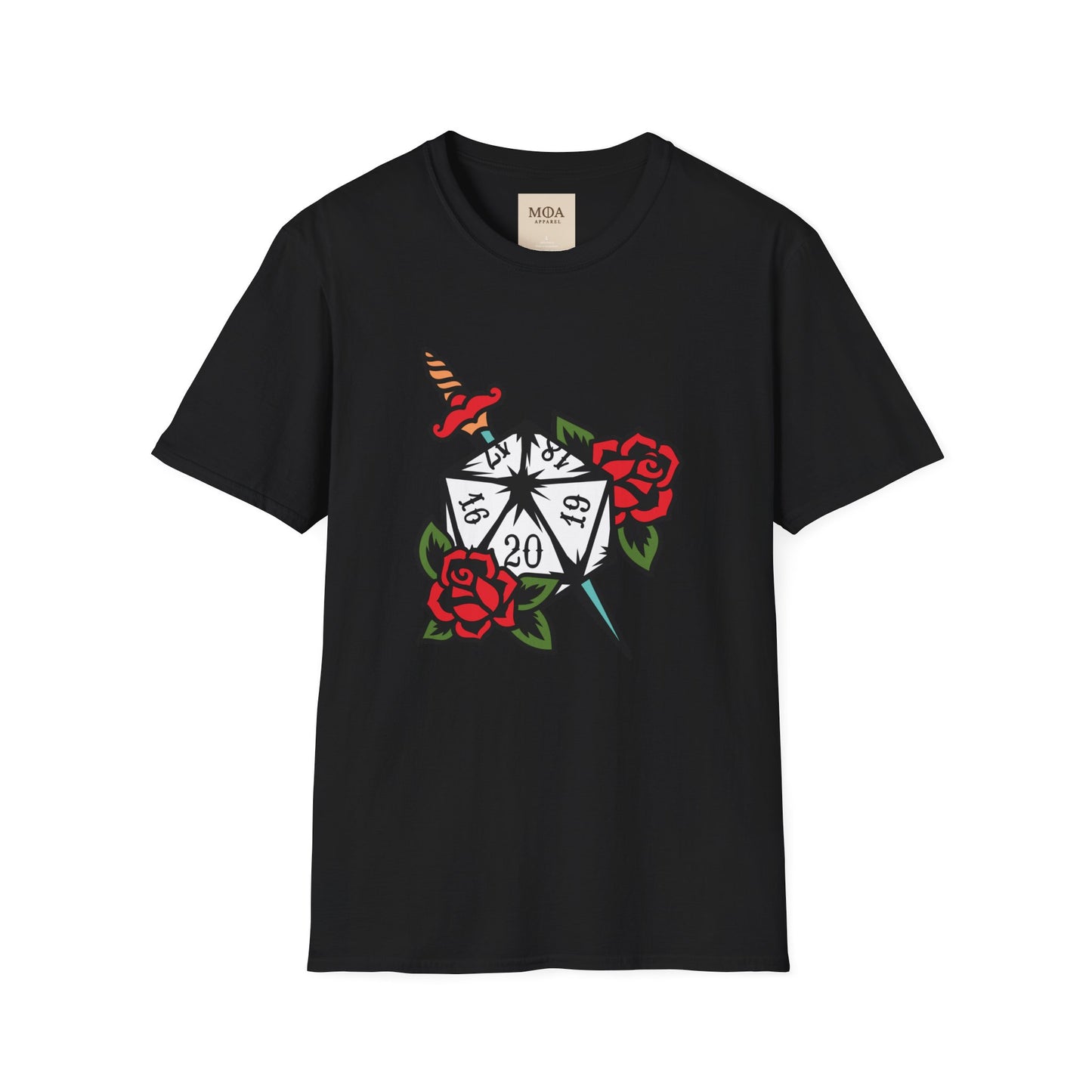 Rose Dagger & Die - Table Gaming Shirt - Streetwear Dice Graphic Tee - Unisex Cotton T-Shirt