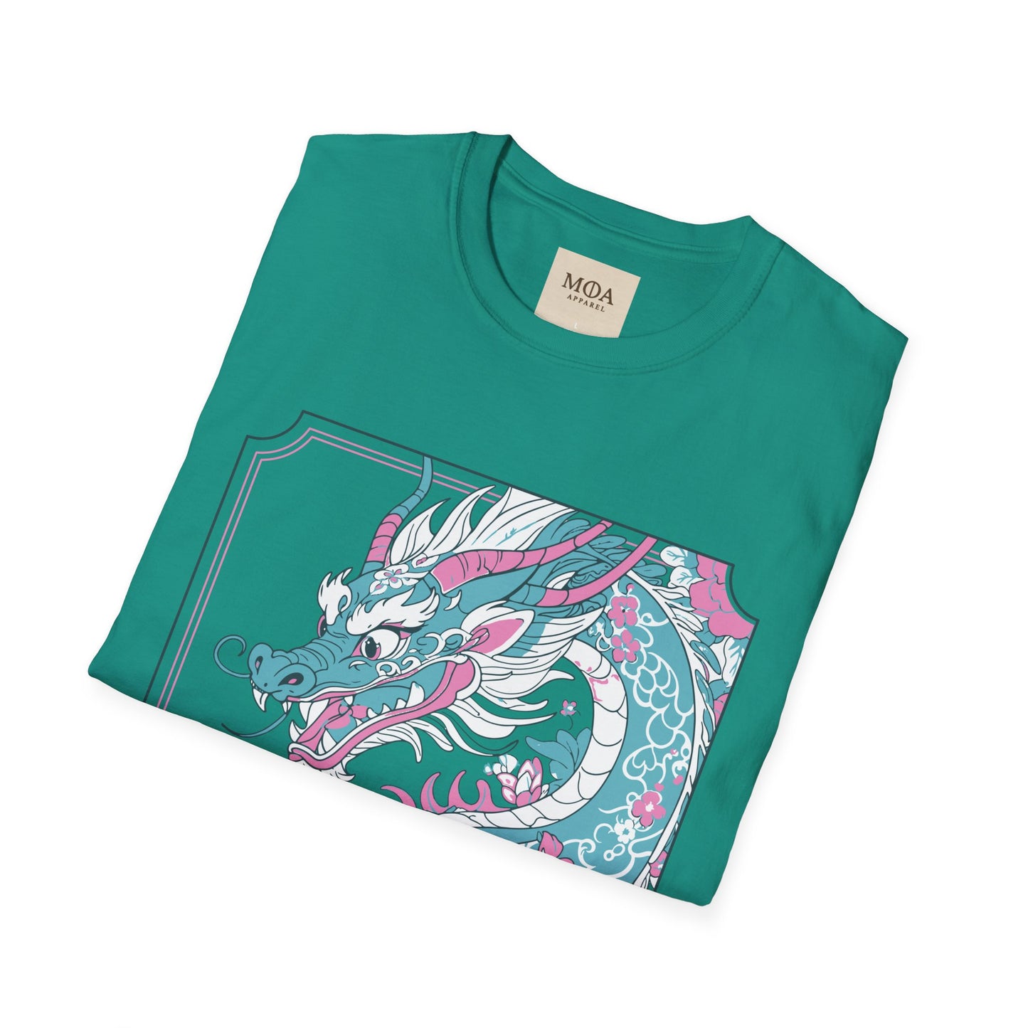 Dragon Ascending - Mythical Dragon Shirt -Floral Fantasy Creature Graphic Tee - Unisex Cotton T-Shirt