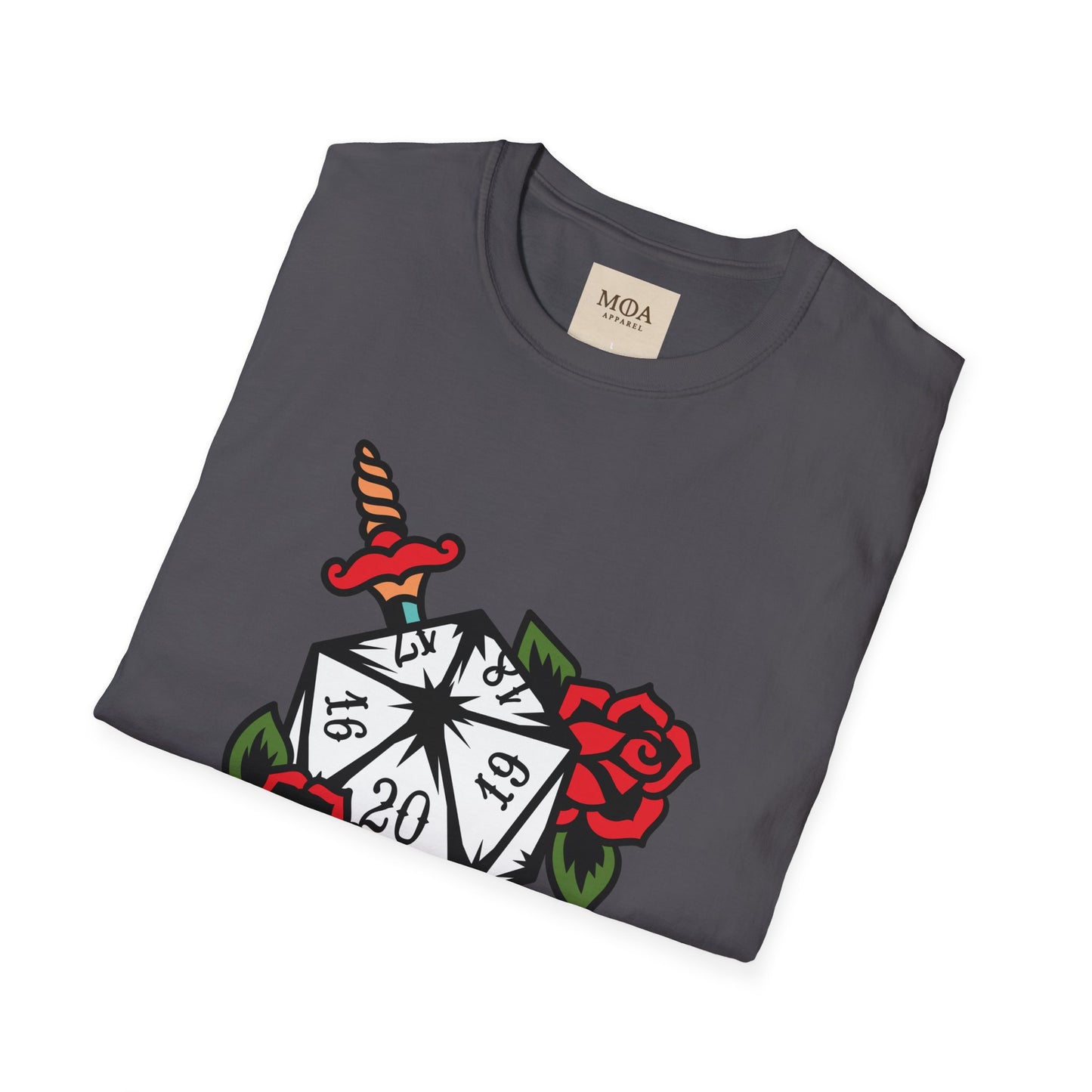 Rose Dagger & Die - Table Gaming Shirt - Streetwear Dice Graphic Tee - Unisex Cotton T-Shirt
