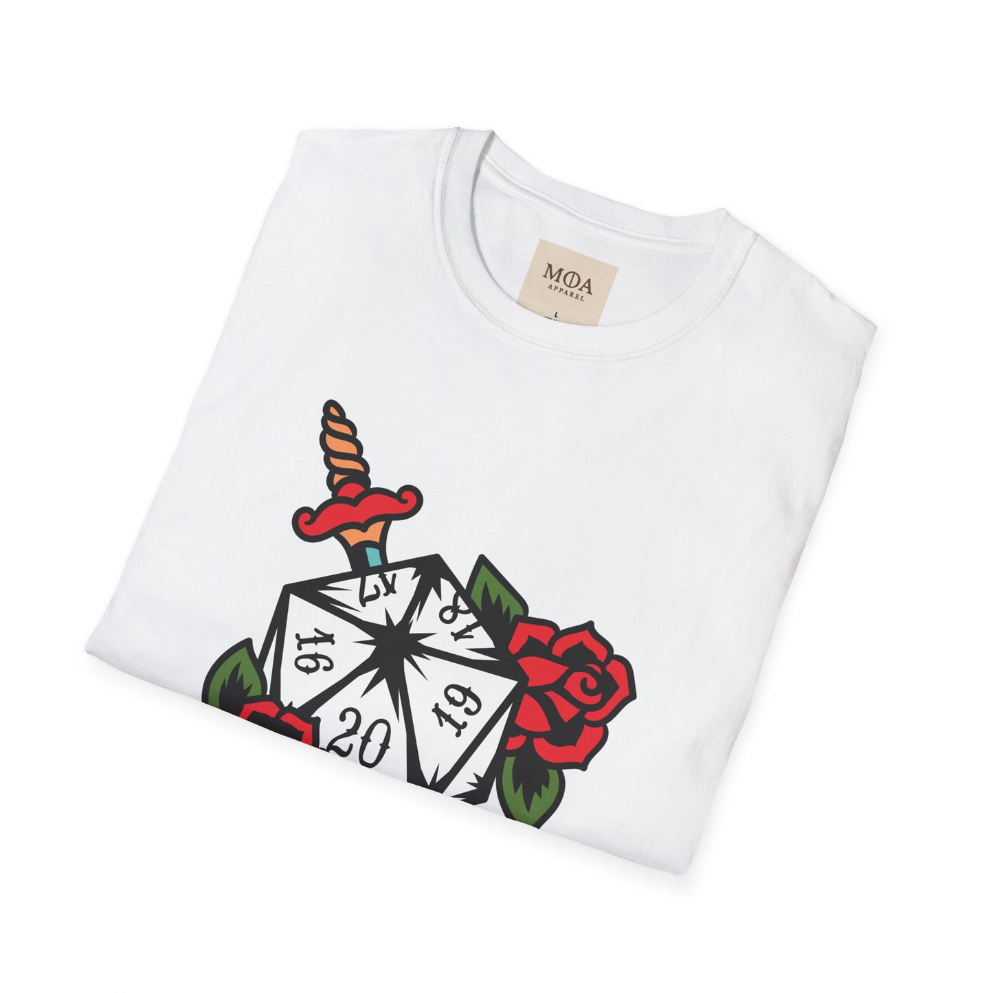 Rose Dagger & Die - Table Gaming Shirt - Streetwear Dice Graphic Tee - Unisex Cotton T-Shirt