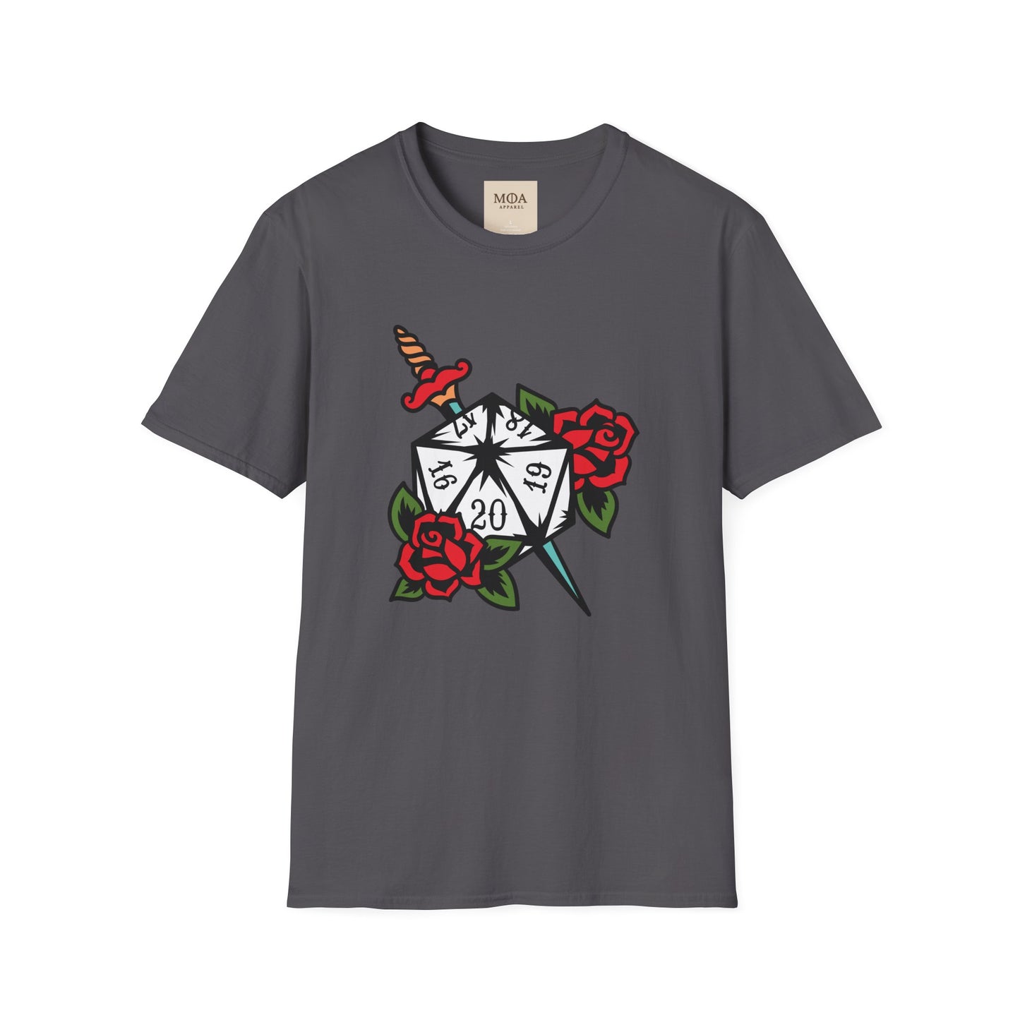 Rose Dagger & Die - Table Gaming Shirt - Streetwear Dice Graphic Tee - Unisex Cotton T-Shirt