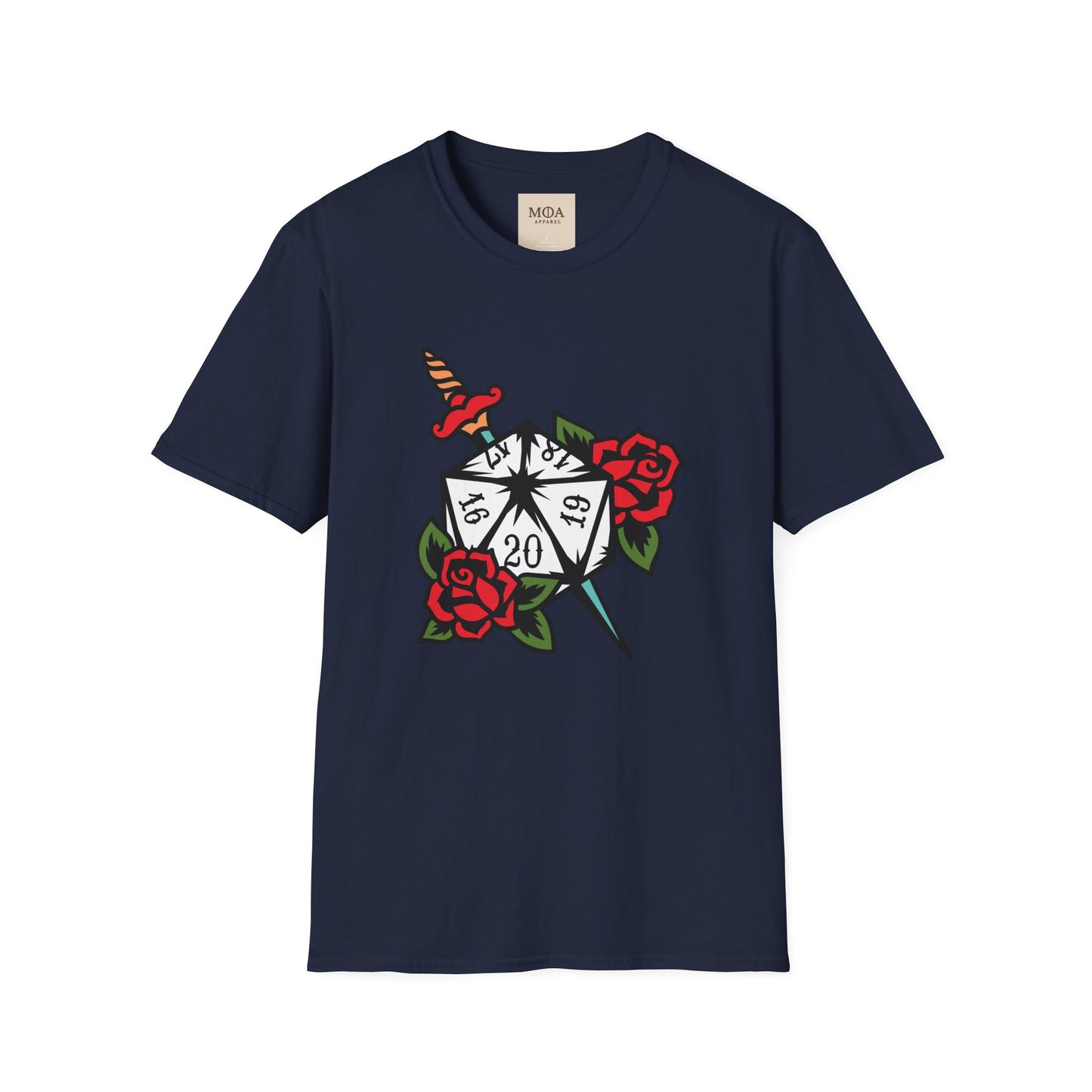 Rose Dagger & Die - Table Gaming Shirt - Streetwear Dice Graphic Tee - Unisex Cotton T-Shirt