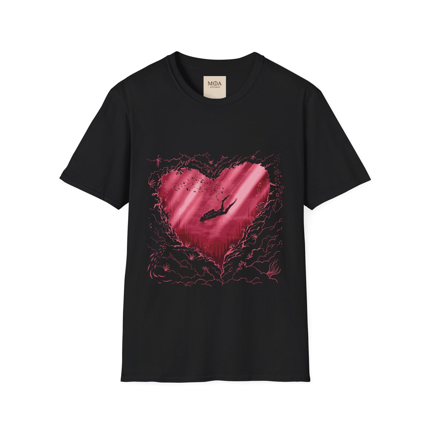 Subtide Love - Dive for Heart Shirt - Ocean Graphic Tee - Unisex Cotton T-Shirt