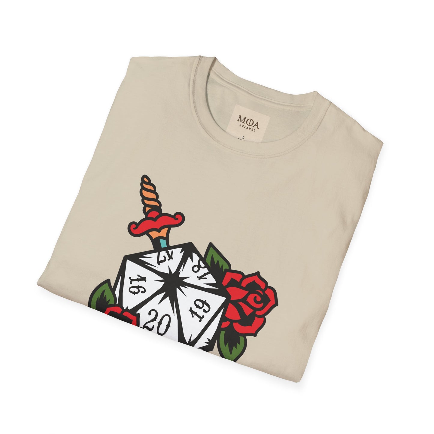 Rose Dagger & Die - Table Gaming Shirt - Streetwear Dice Graphic Tee - Unisex Cotton T-Shirt