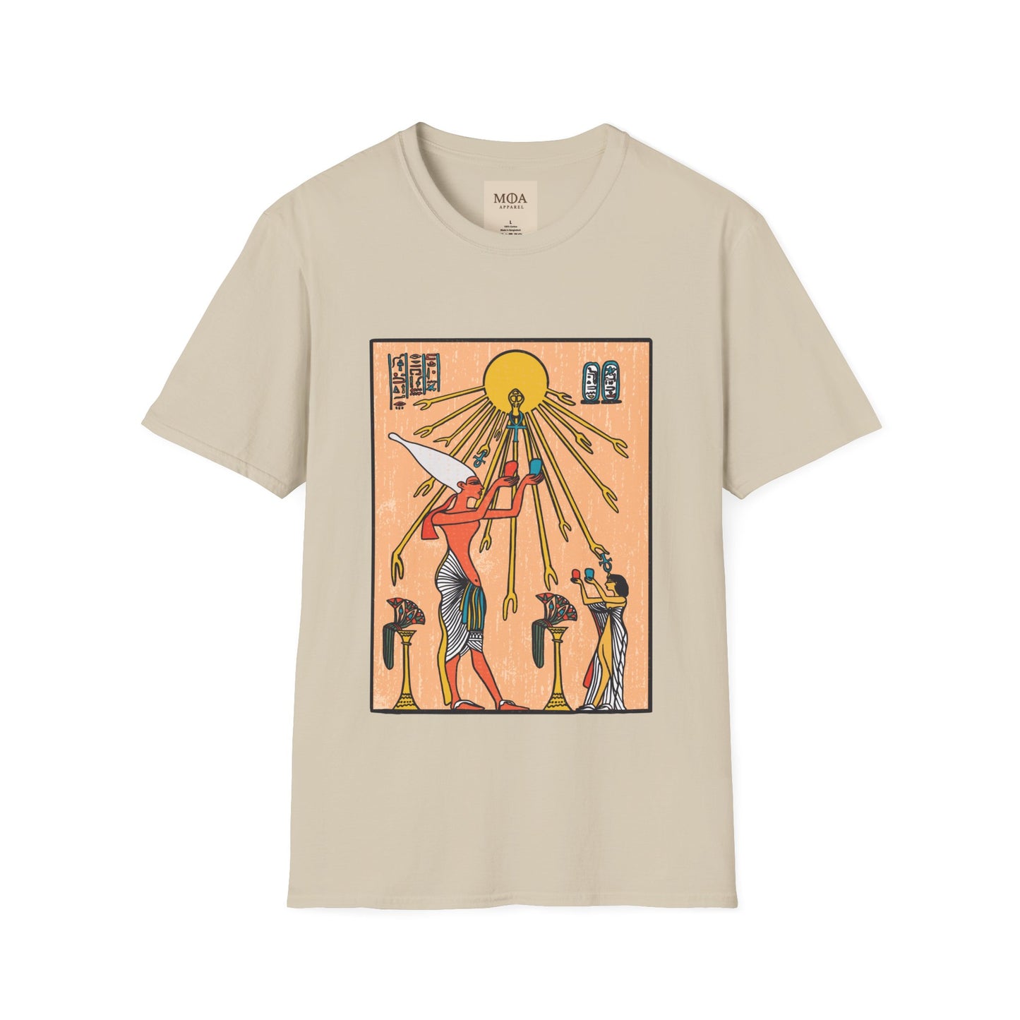 The Aten - Ancient Sun God Shirt - Egyptian Hieroglyphic Graphic Tee - Unisex Cotton T-Shirt