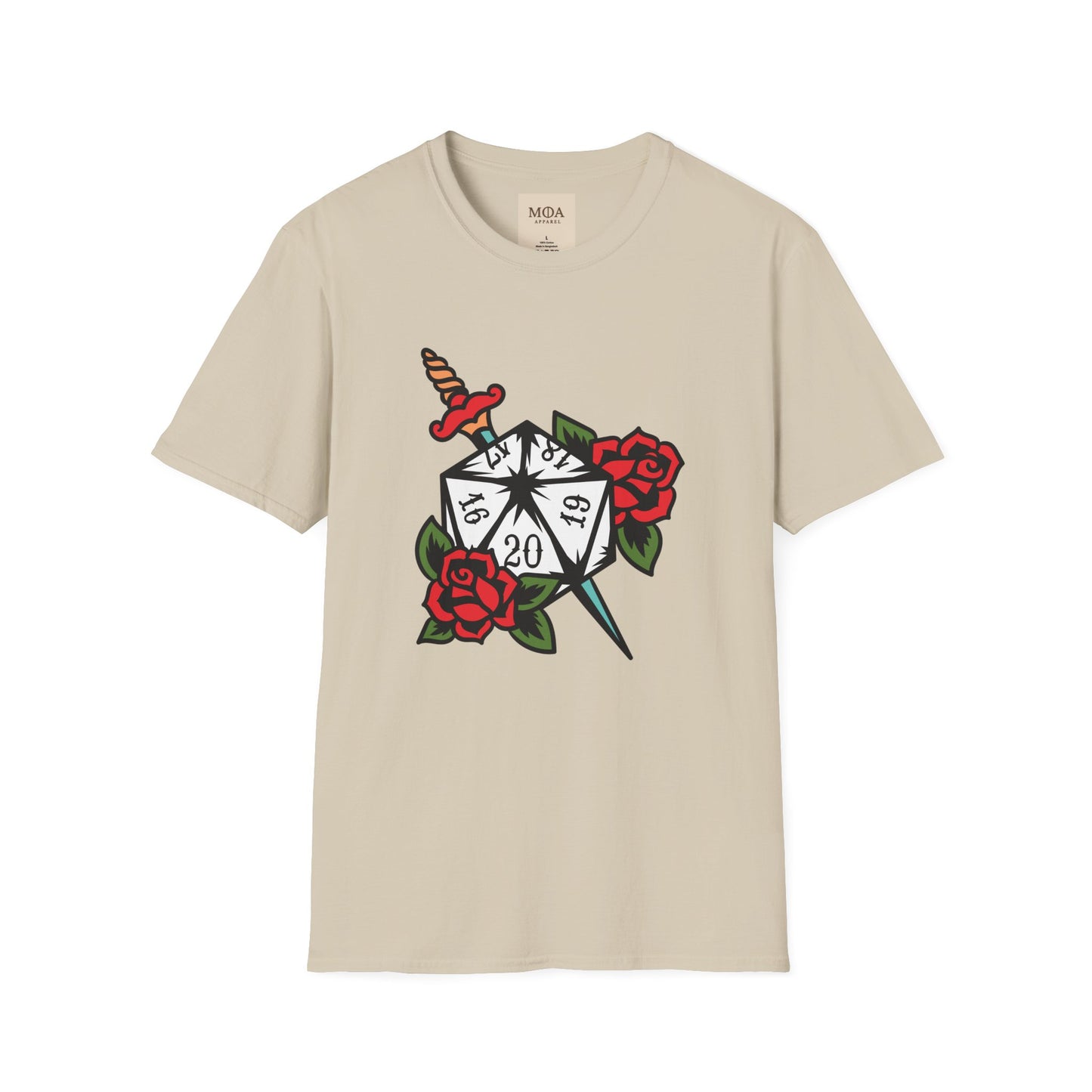 Rose Dagger & Die - Table Gaming Shirt - Streetwear Dice Graphic Tee - Unisex Cotton T-Shirt