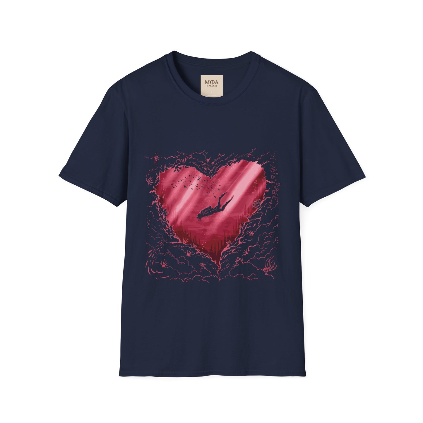 Subtide Love - Dive for Heart Shirt - Ocean Graphic Tee - Unisex Cotton T-Shirt