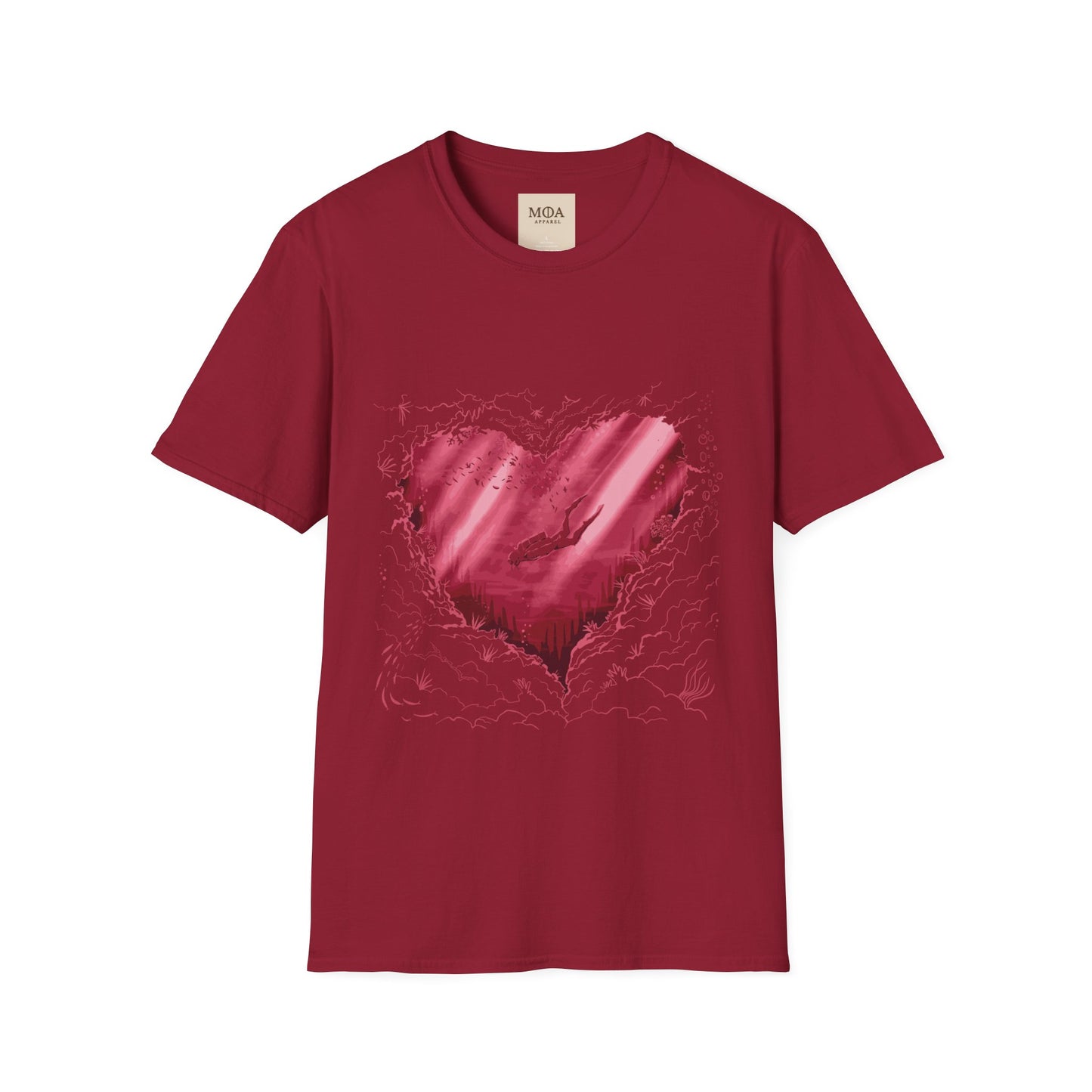 Subtide Love - Dive for Heart Shirt - Ocean Graphic Tee - Unisex Cotton T-Shirt