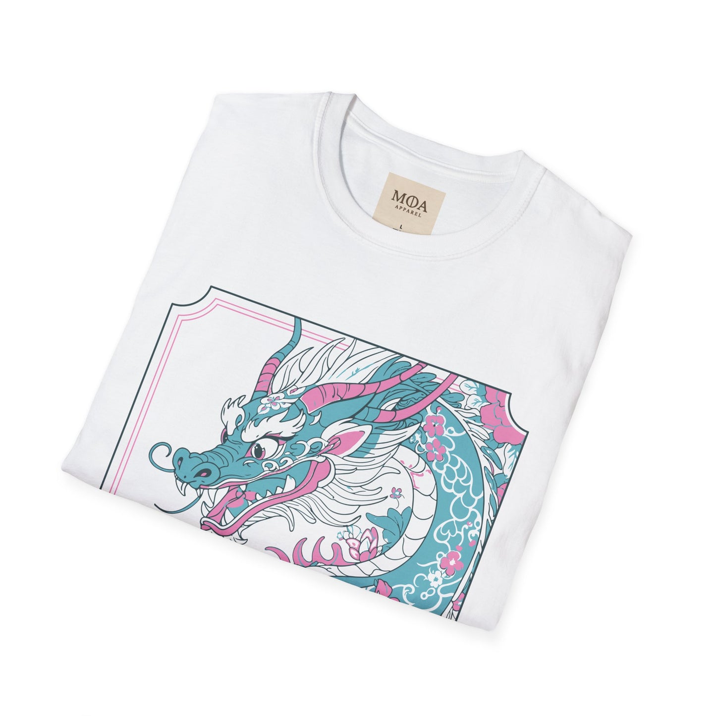 Dragon Ascending - Mythical Dragon Shirt -Floral  Fantasy Creature Graphic Tee - Unisex Cotton T-Shirt