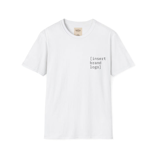 The Unfinished - Incomplete Logo Shirt - Ironic Branding Graphic Tee - Unisex Cotton T-Shirt