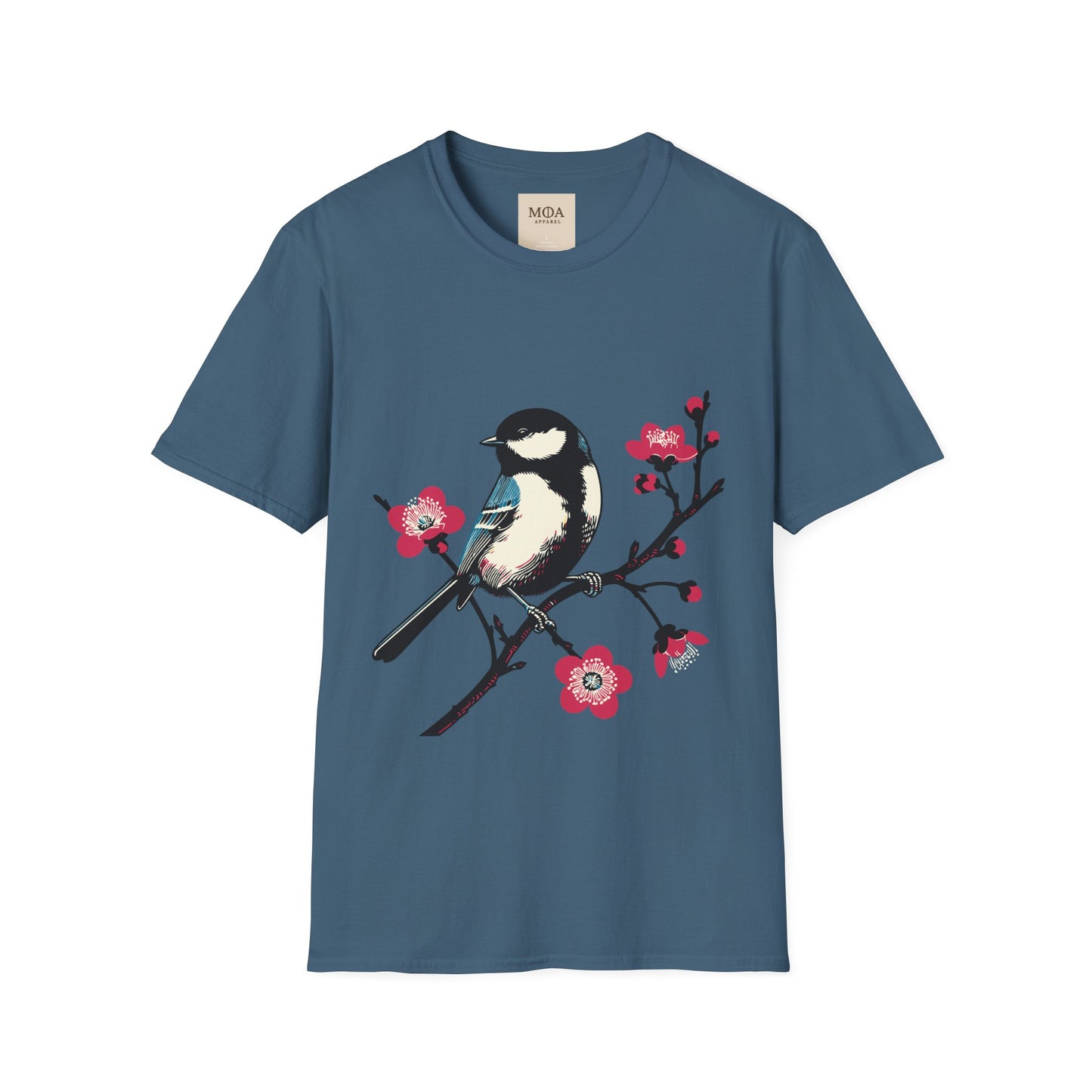 Chickadee Blossom - Songbird Shirt - Nature Bird Graphic Tee - Unisex Cotton T-Shirt