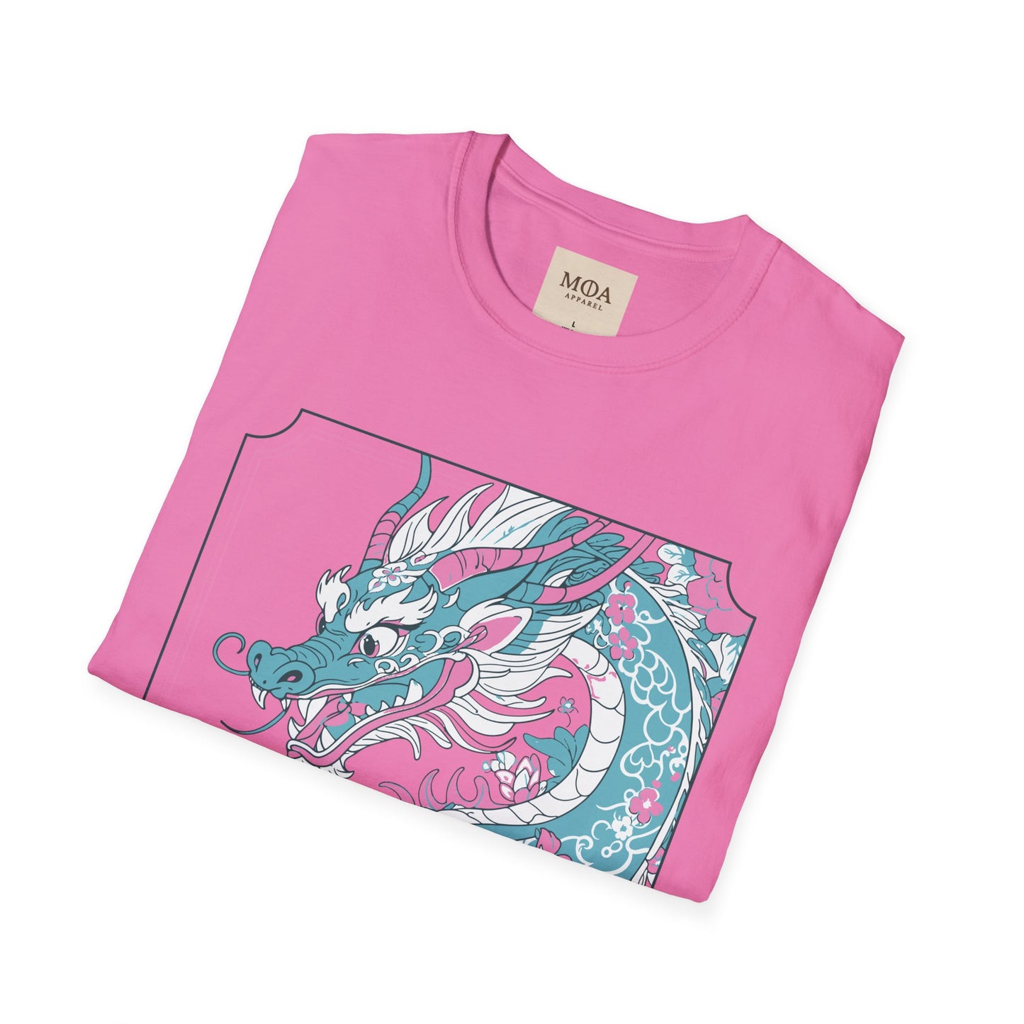 Dragon Ascending - Mythical Dragon Shirt -Floral  Fantasy Creature Graphic Tee - Unisex Cotton T-Shirt
