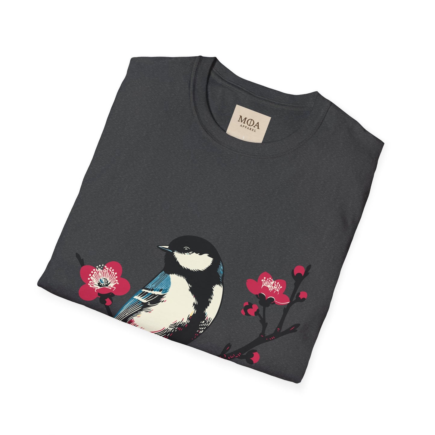 Chickadee Blossom - Songbird Shirt - Nature Bird Graphic Tee - Unisex Cotton T-Shirt