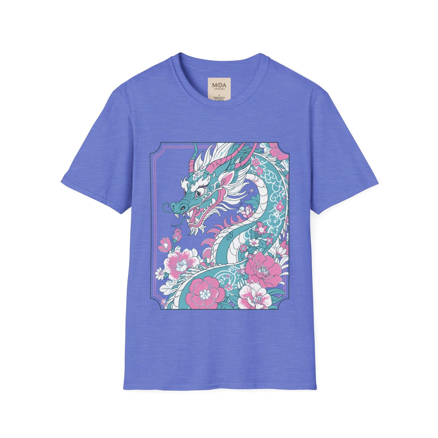 Dragon Ascending - Mythical Dragon Shirt -Floral  Fantasy Creature Graphic Tee - Unisex Cotton T-Shirt