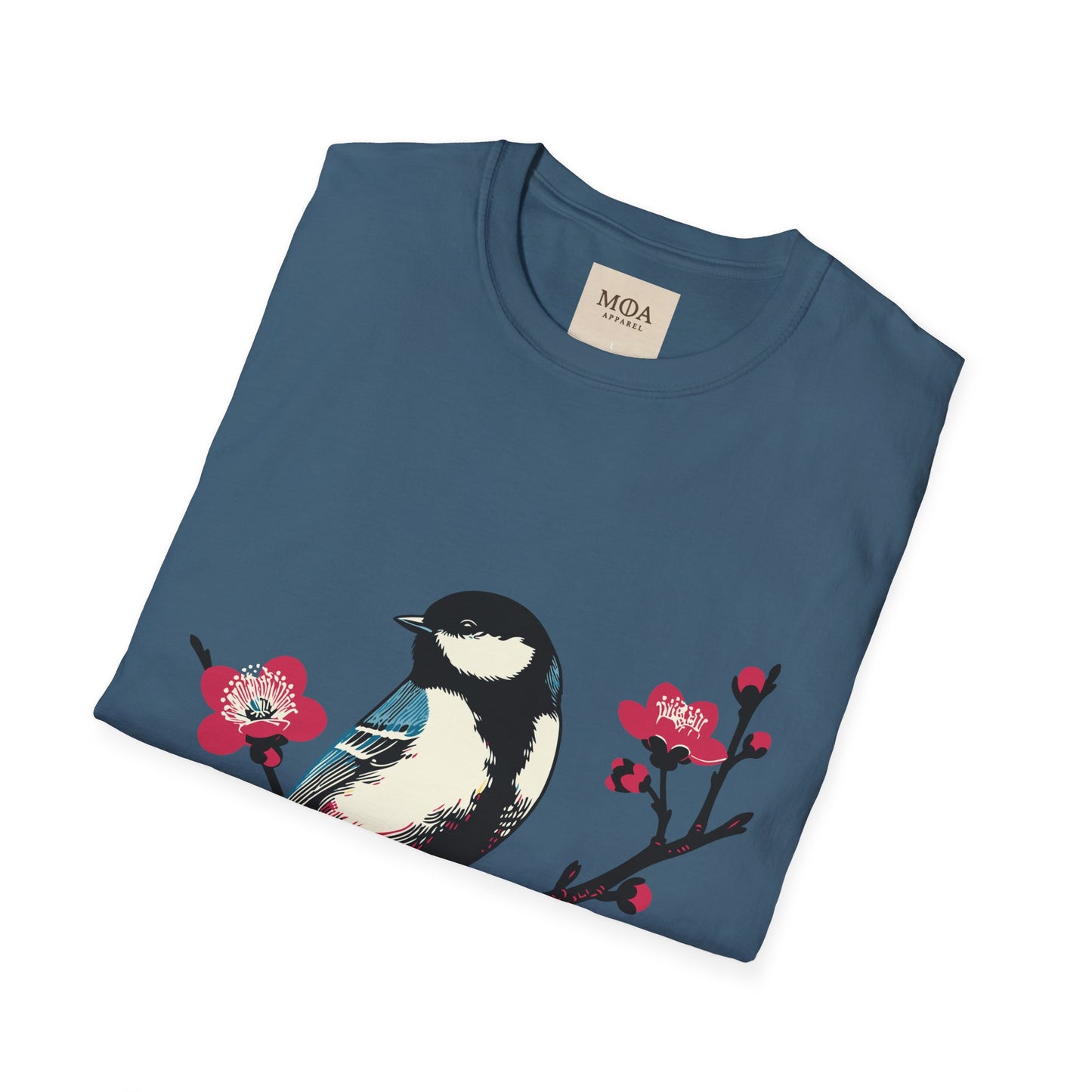 Chickadee Blossom - Songbird Shirt - Nature Bird Graphic Tee - Unisex Cotton T-Shirt
