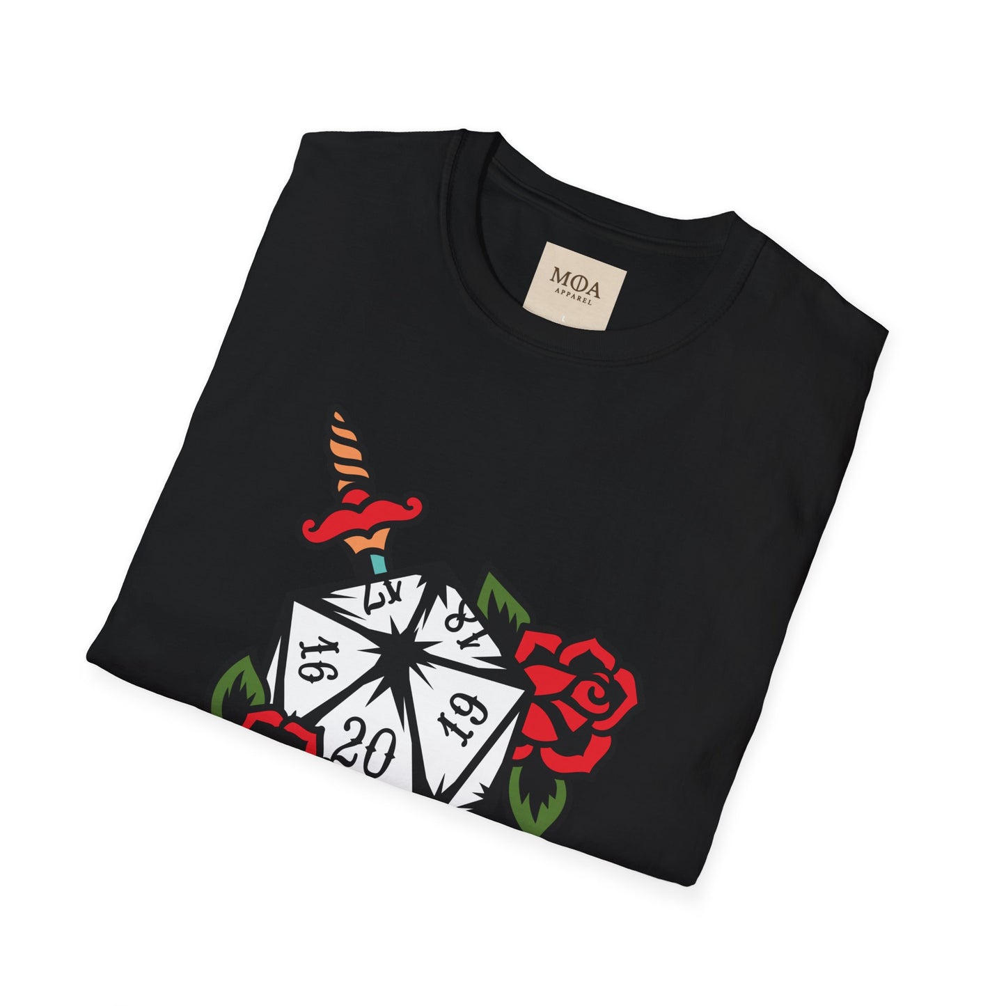 Rose Dagger & Die - Table Gaming Shirt - Streetwear Dice Graphic Tee - Unisex Cotton T-Shirt
