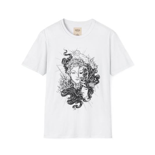 Lady Black - Gothic Portrait Shirt - Dark Feminine Graphic Tee - Unisex Cotton T-Shirt