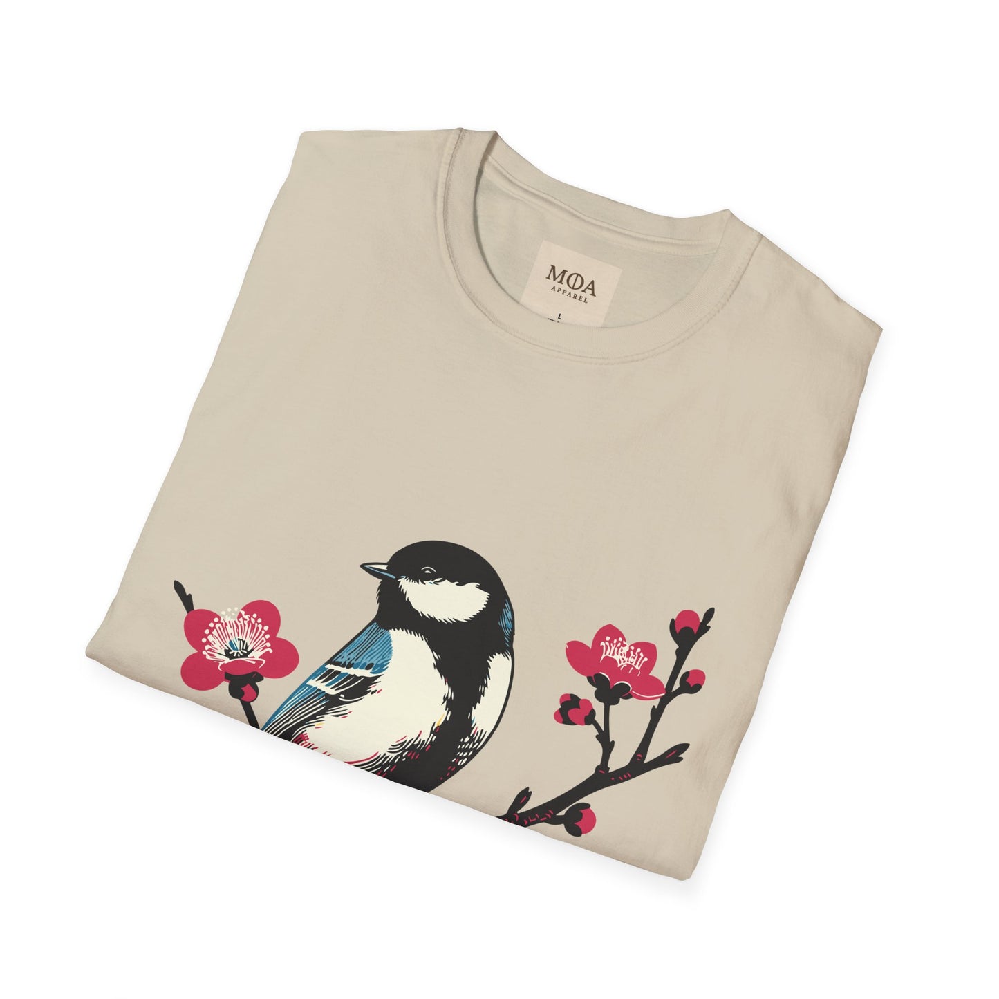 Chickadee Blossom - Songbird Shirt - Nature Bird Graphic Tee - Unisex Cotton T-Shirt