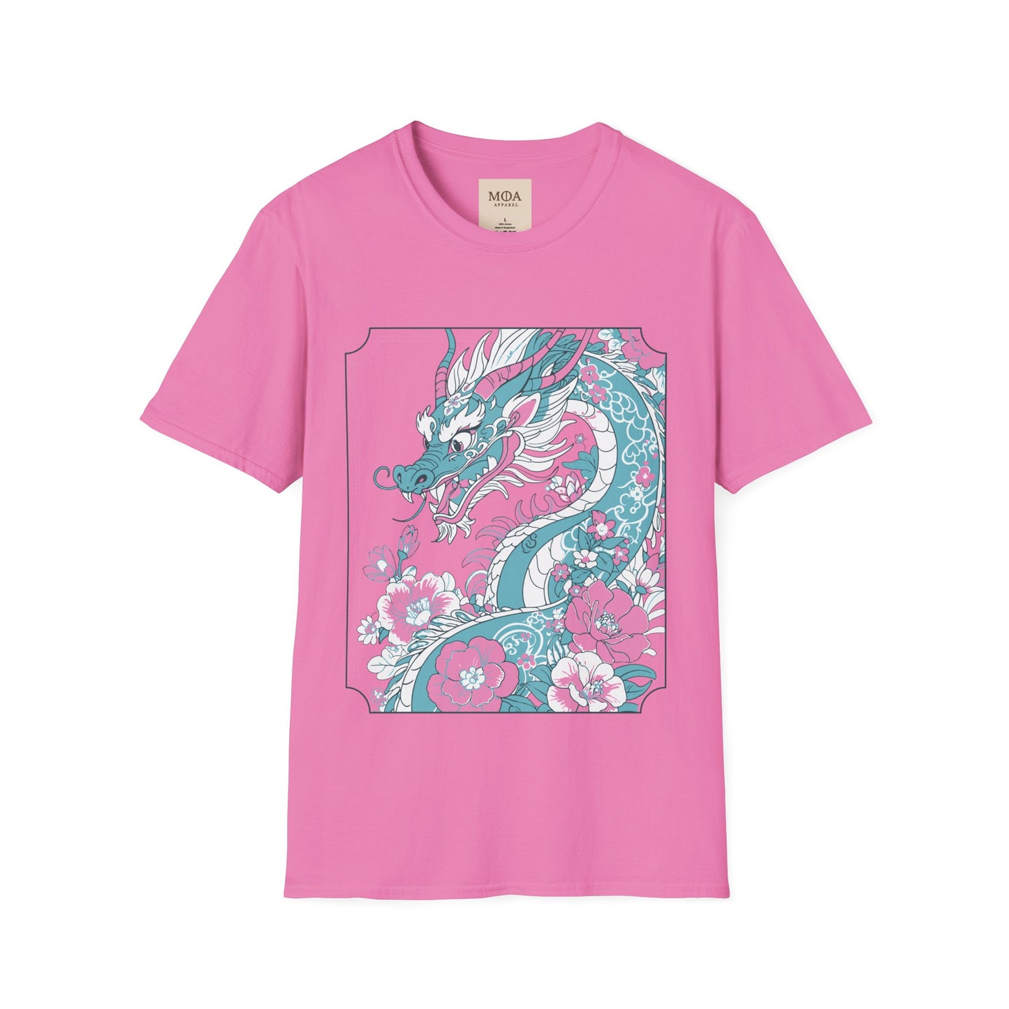 Dragon Ascending - Mythical Dragon Shirt -Floral  Fantasy Creature Graphic Tee - Unisex Cotton T-Shirt