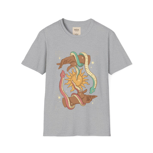 Celestial Summoning - Moon Ritual Shirt - Supernatural Aura Graphic Tee - Unisex Cotton T-Shirt