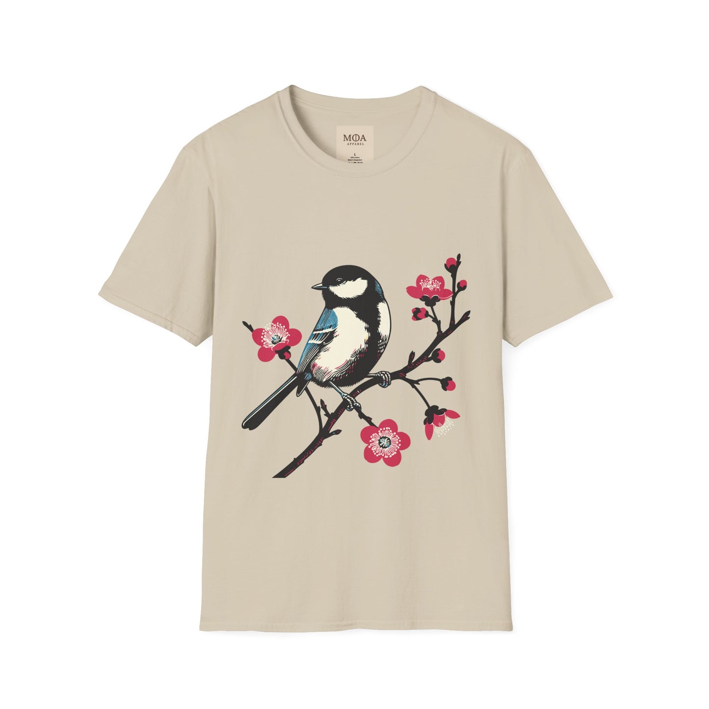 Chickadee Blossom - Songbird Shirt - Nature Bird Graphic Tee - Unisex Cotton T-Shirt