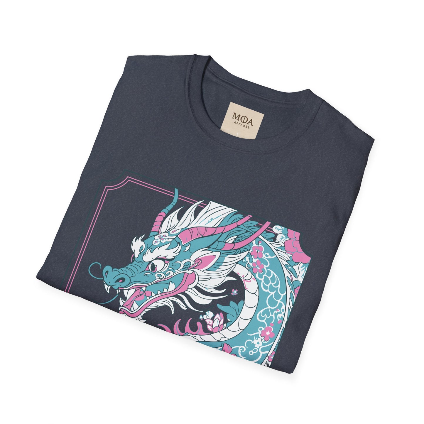 Dragon Ascending - Mythical Dragon Shirt -Floral  Fantasy Creature Graphic Tee - Unisex Cotton T-Shirt